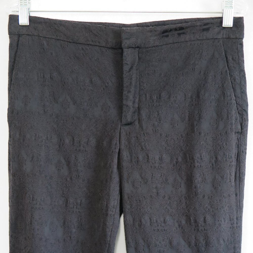 ZARA WOMAN Black Textured Viscose Blend Tapered Zip-Ankle Pants Size M - Picture 4 of 7